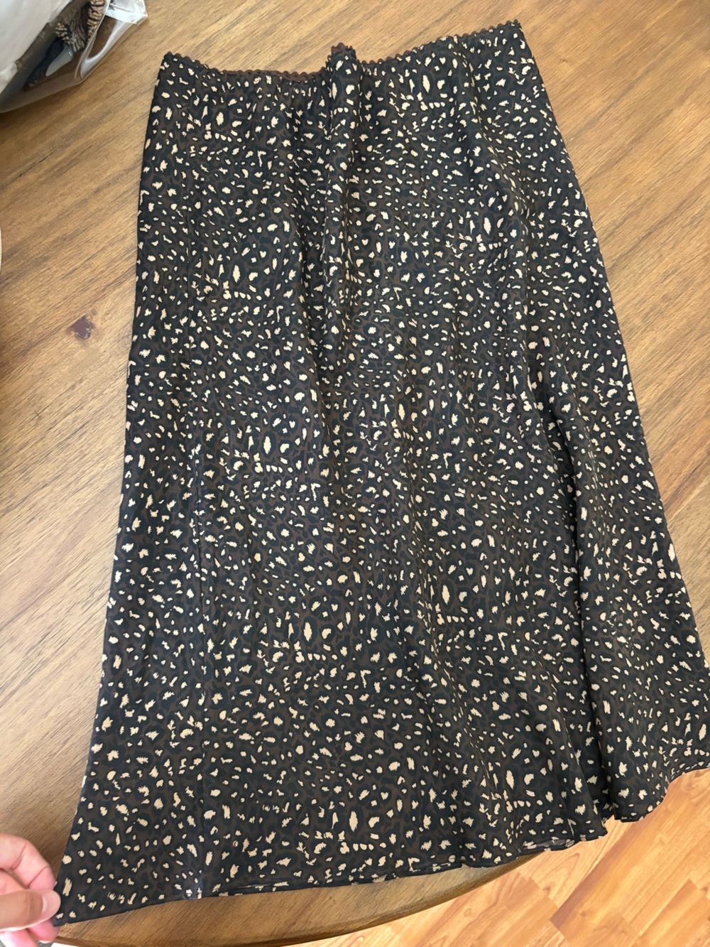 Vintage New York & Company Brown and Cream Leopard Print slip Skirt